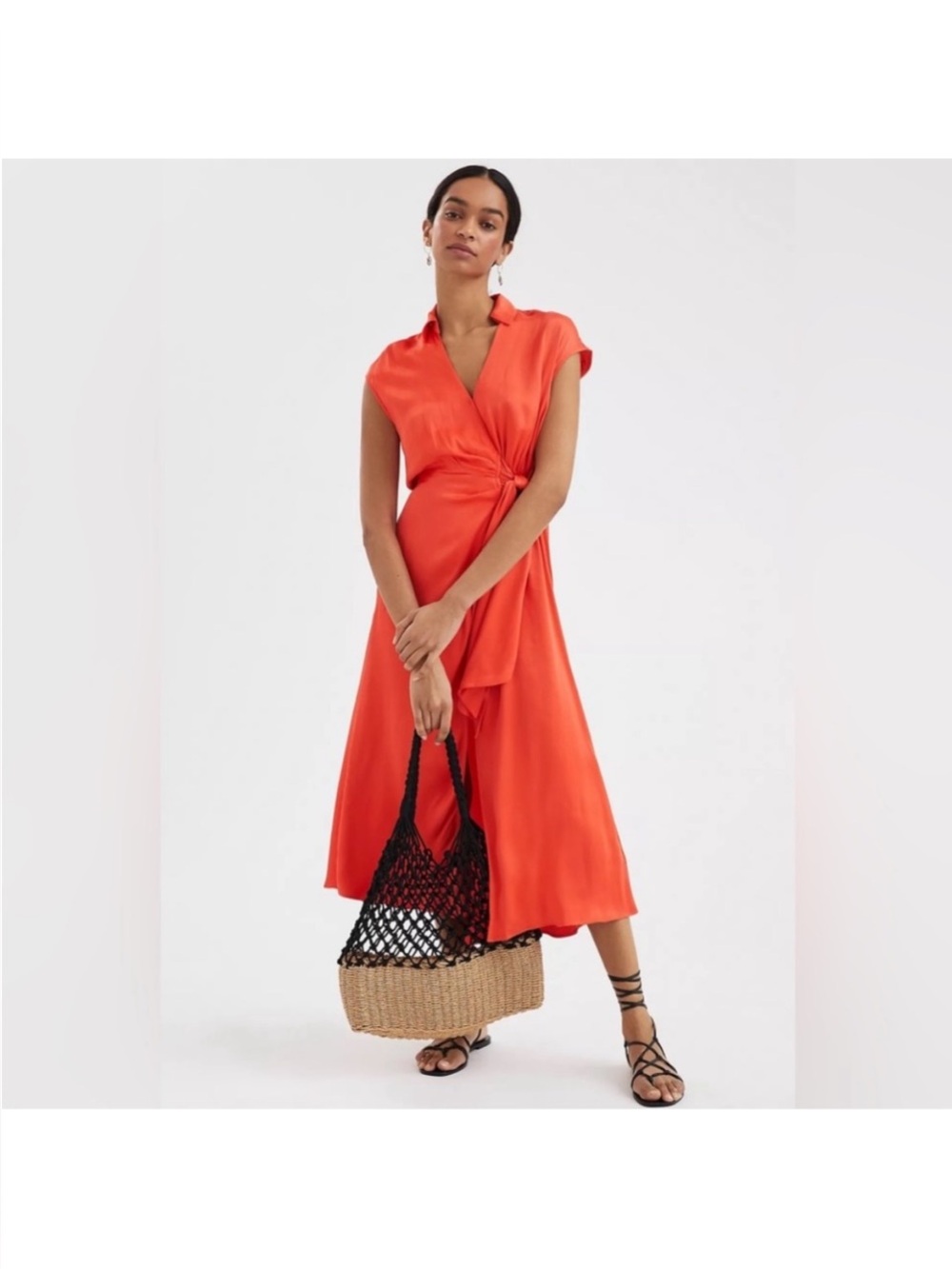 Anthropologie Coral-Orange Maxi Dress with Back Cutout